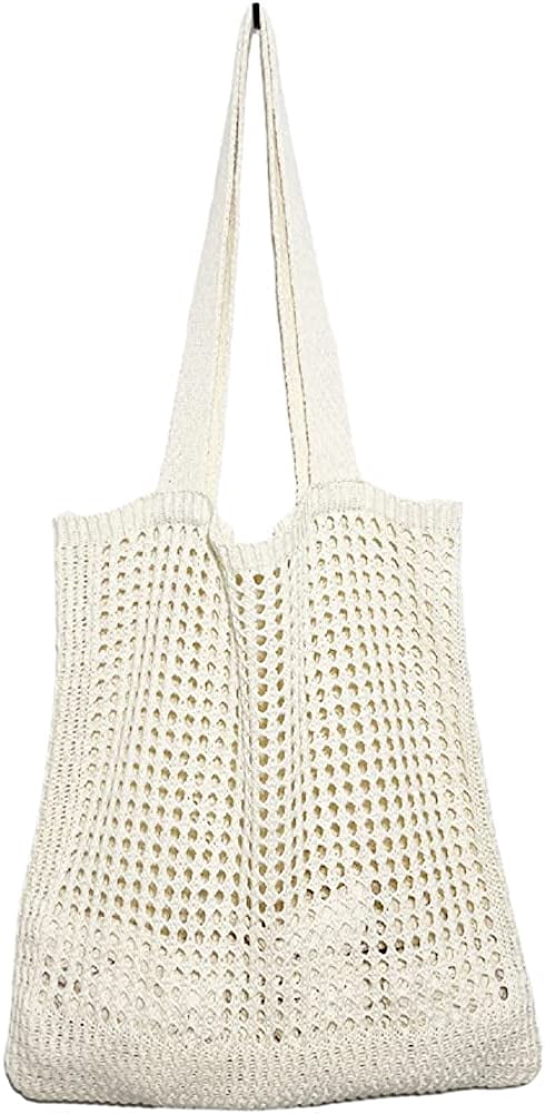CoCopeaunt Crochet Bags for Women Knitted Tote Bag Faircore Hobo Bag Aesthetic Fairy Grunge Tote Bag Hollow Shoulder Handbags