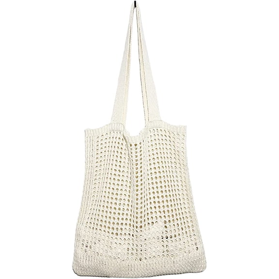 CoCopeaunt Crochet Bags for Women Knitted Tote Bag Faircore Hobo Bag Aesthetic Fairy Grunge Tote Bag Hollow Shoulder Handbags