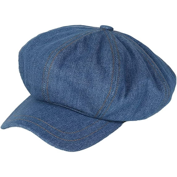 CoCopeaunt Denim Newsboy Cap for Women Fashion Baseball Cap Wide Brim Sun Hat Blue Berets Comfy Lightweight Adjustable Outdoor