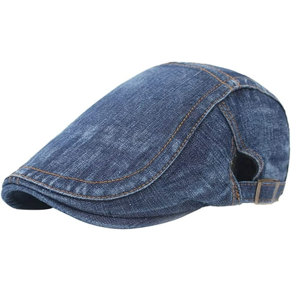 CoCopeaunt Denim Newsboy Cap for Women Men Retro Baseball Cap Sun Hat Blue Berets Comfy Lightweight Adjustable Outdoor