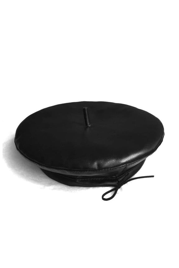 European And American Fashion Soft Pu Leather Beret Autumn Winter Pumpkin Art Retro Bud Painter Cap