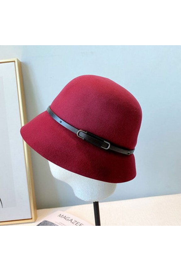 Fall And Winter Australian Wool Felt Hat, Leather Belt, Top Hat, All-Purpose Color Fisherman’s Hat