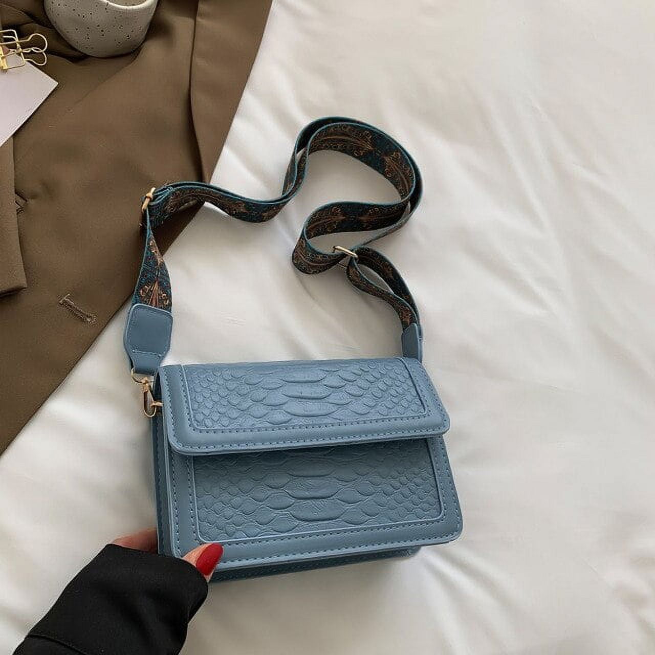 Embroidered strap crossbody 2025 bag