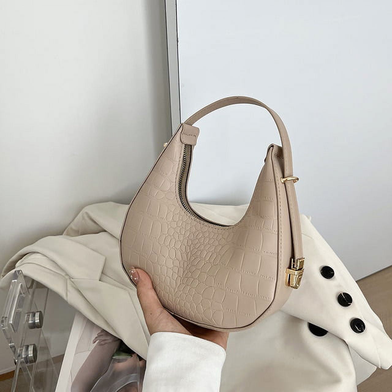 CoCopeaunt Fashion Alligator Pattern Shoulder Bags For Women Small Handle Underarm Bag Clutch Luxury Pu Leather Female Handbag With Purse