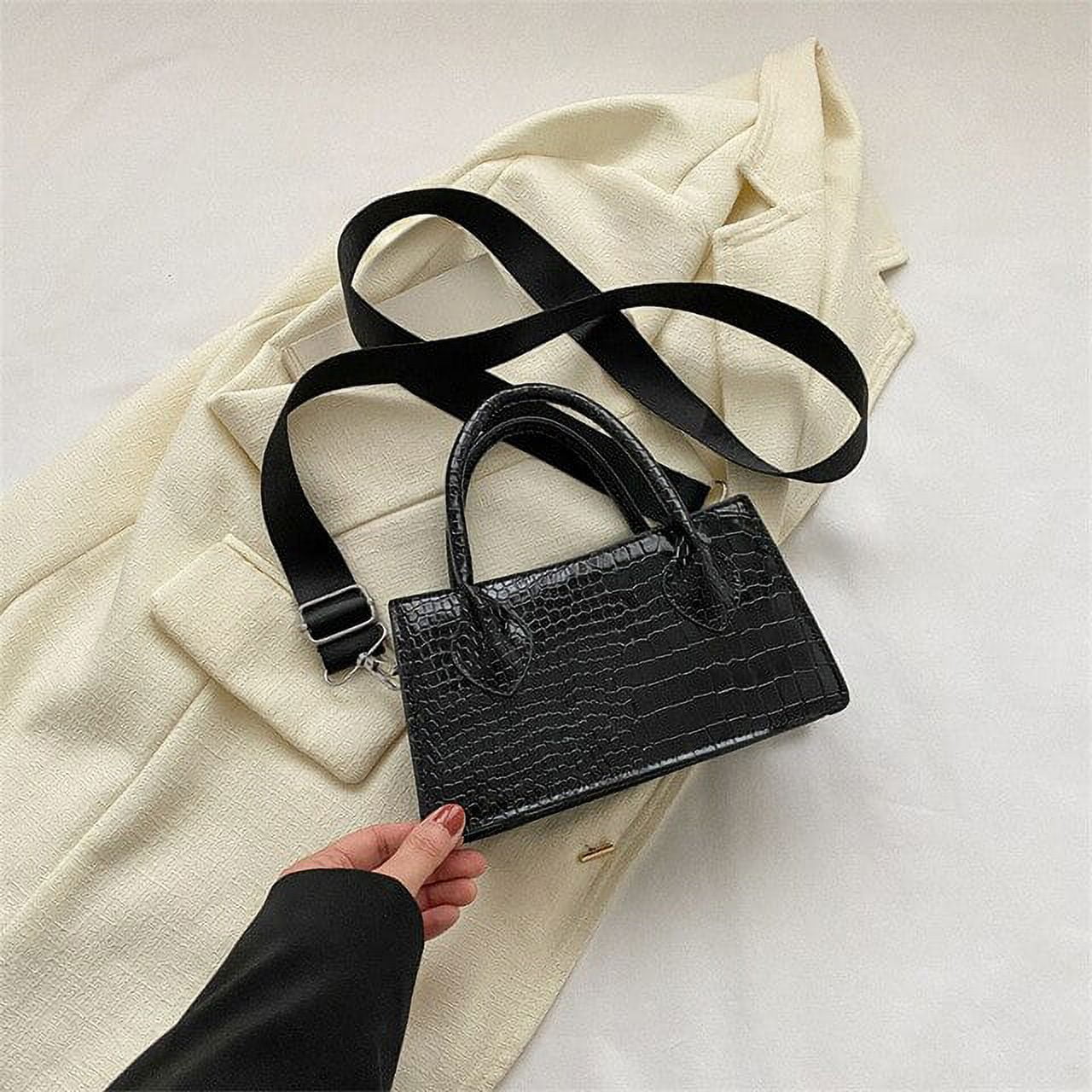 Amazon.com: Crocodile Print Handbag for Women, Genuine Leather Tote Bag  Large Capacity Shoulder Bags Embossed Satchel Bag (Black) : Clothing, Shoes  & Jewelry