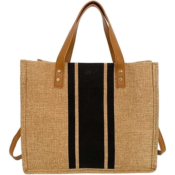 CoCopeaunt Fashion Canvas Tote Handbag for Women Girls Vintage Color Contrast Hobo Shoulder Bag