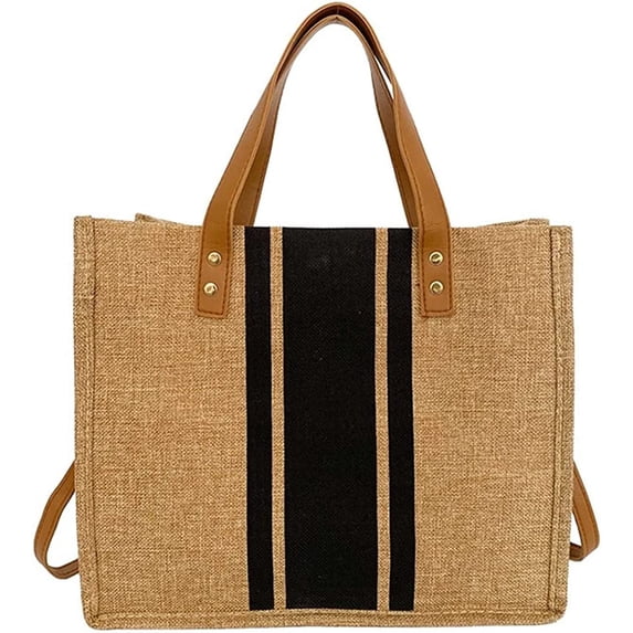 CoCopeaunt Fashion Canvas Tote Handbag for Women Girls Vintage Color Contrast Hobo Shoulder Bag