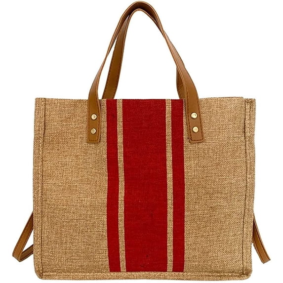 CoCopeaunt Fashion Canvas Tote Handbag for Women Girls Vintage Color Contrast Hobo Shoulder Bag