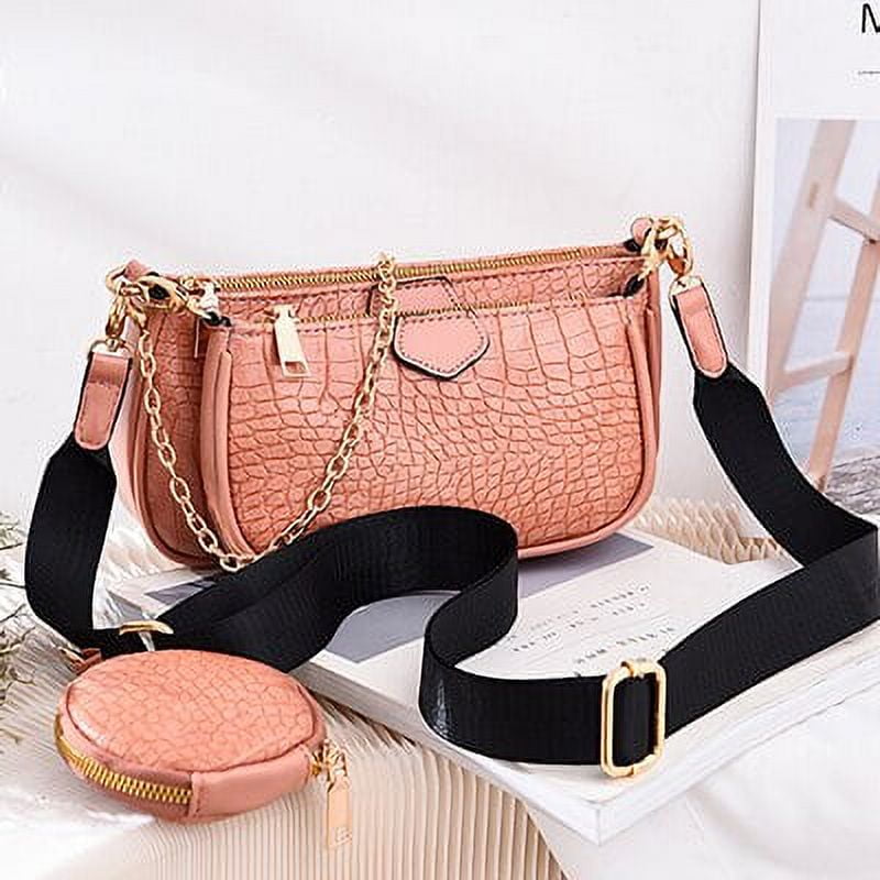 CoCopeaunt Fashion Crocodile Pattern Womens Shoulder Bag Designer 3 Pcs Set Chain Crossbody Messenger Bags Lady Alligator Wide Strap Purse Walmart