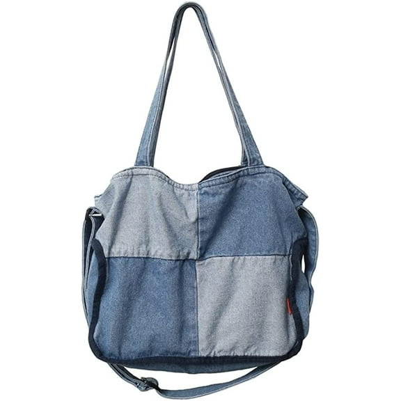 CoCopeaunt Fashion Denim Tote Shoulder Bag for Women Men Large Retro Hobo Crossbody Bag