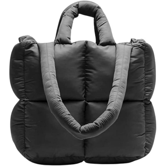 CoCopeaunt Fashion Puffer Down Tote Bag for Women Girls Chic Grid Shiny Shoulder Bag Top Handle Bag Medium
