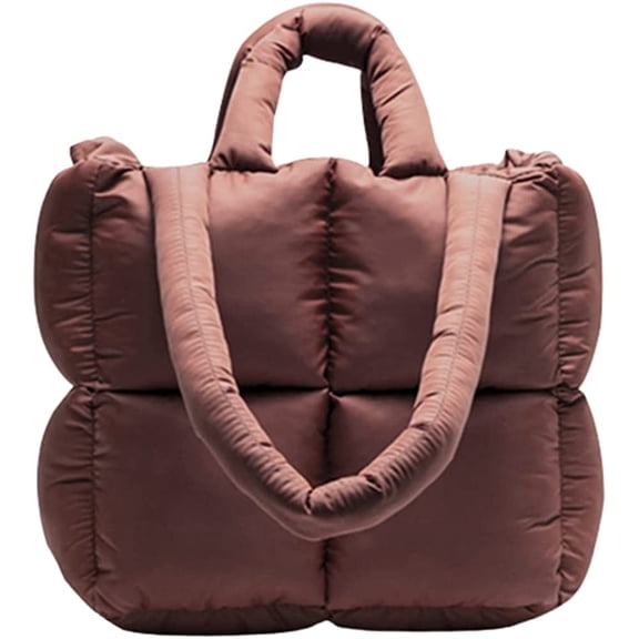 CoCopeaunt Fashion Puffer Down Tote Bag for Women Girls Chic Grid Shiny Shoulder Bag Top Handle Bag Medium