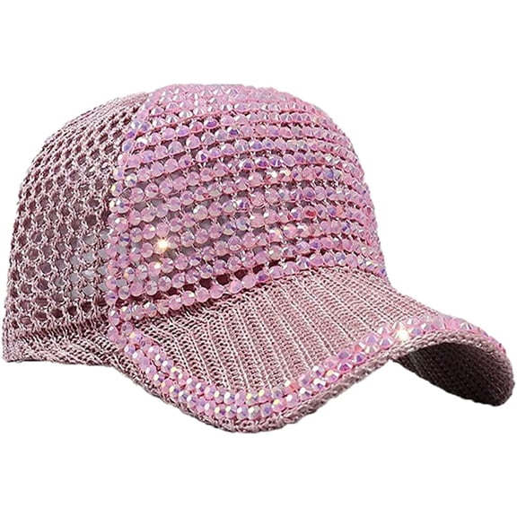 CoCopeaunt Fashion Rhinestone Baseball Cap for Women Shiny Solid Soft Knit Hat Adjustable Skull Cap Outdoor