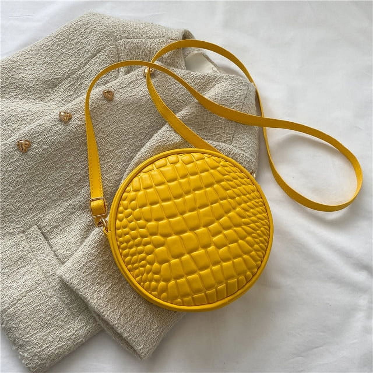 CoCopeaunt Fashion Round Shaped Crossbody Bags Women Alligator Pattern PU Leather Shoulder Messenger Bag Small Circle Phone Purse Handbag Walmart