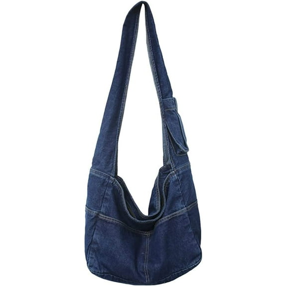 CoCopeaunt Fashion Shoulder Bag for Women Men Retro Large Denim Crossbody Bag Satchel