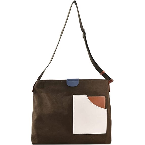 CoCopeaunt Fashion Splicing Shoulder Bag for Women Girls Chic Grid Canvas Hobo Tote Handbag Color Contrast