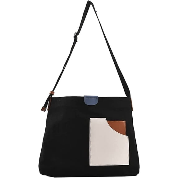 CoCopeaunt Fashion Splicing Shoulder Bag for Women Girls Chic Grid Canvas Hobo Tote Handbag Color Contrast