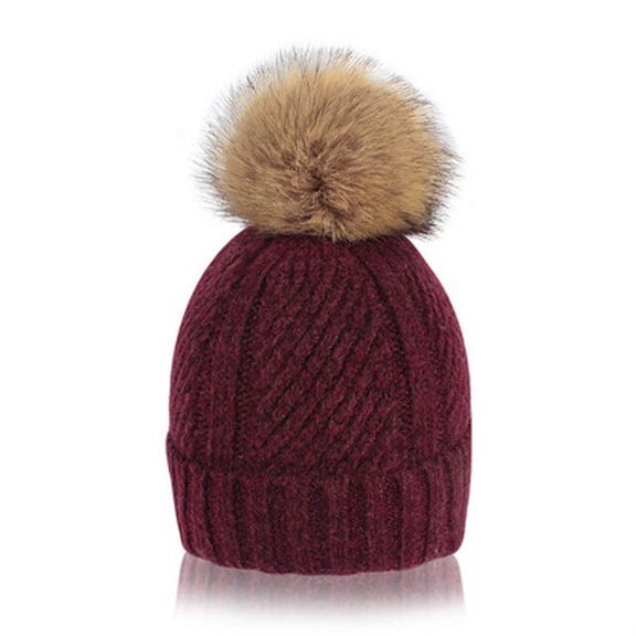 CoCopeaunt Female Students Fall And Winter Wool Cap, Wool Ball Plus Velvet Fashion Fashion Warm Knit Cap