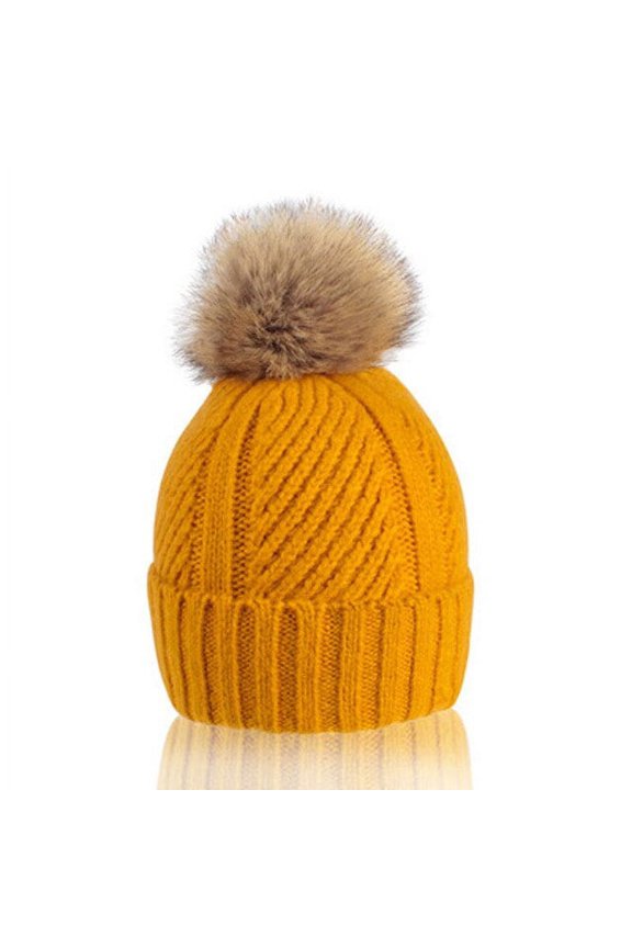 Female Students Fall And Winter Wool Cap, Wool Ball Plus Velvet Fashion Fashion Warm Knit Cap