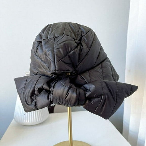CoCopeaunt Fisherman’s Hat Woman Autumn And Winter Warmth Quilted Cotton Bowknot Basin Hat Hepburn Fashion Hat