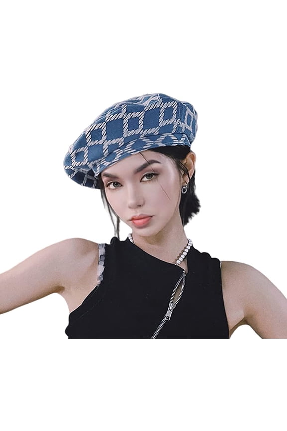 French Beret Hat Embroidered Rhomboid Beret Thickened Warm Cap Fashion Artist Hat for Ladies Girls Women