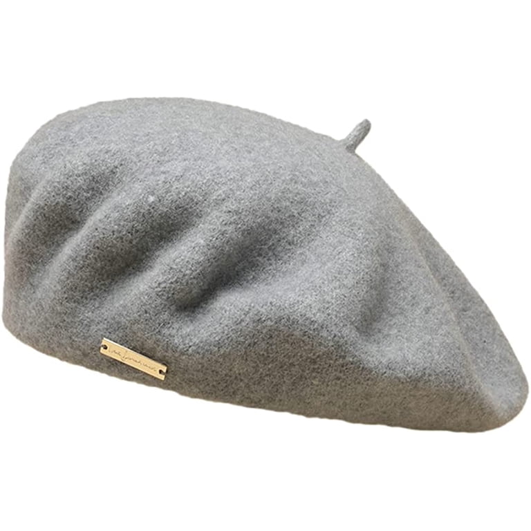 Classic French Wool Beret Beanie Bonnet Hat Parisian Lined Gray One Size Vintage Women French Beret Hats Winter Fashion Casual Classic Grey  main image 2