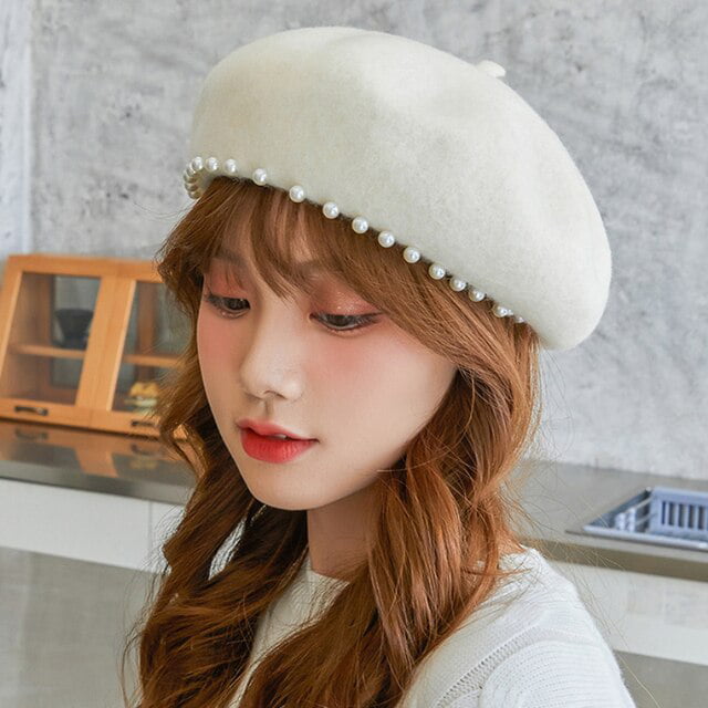 CoCopeaunt HT3847 Berets New Autumn Winter Wool Hat Women Cute Pearls  French Beret Hat High Quality Painter Artist Octagonal Hats for Women