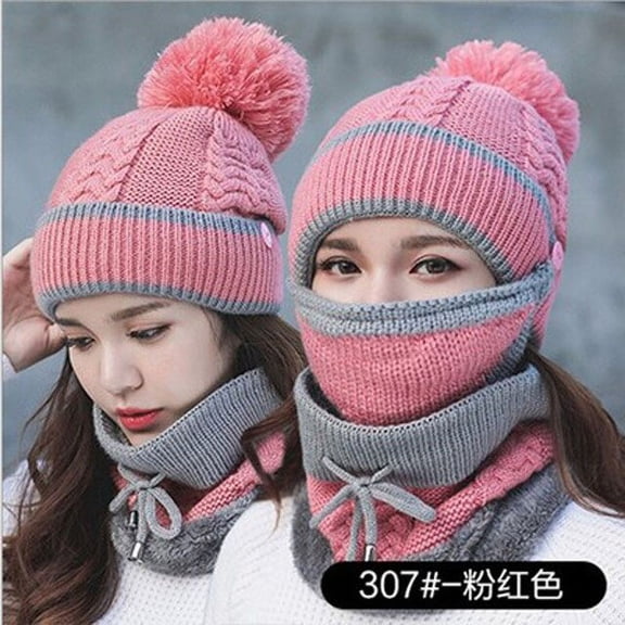 CoCopeaunt Hat Woman Winter Tide Warm Woolly Hat Ladies Hat Winter Cycling Korean Edition Ear Protection Knitted Hat Scarf Neck Cap