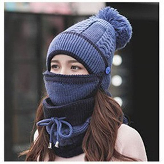 CoCopeaunt Hat Woman Winter Tide Warm Woolly Hat Ladies Hat Winter Cycling Korean Edition Ear Protection Knitted Hat Scarf Neck Cap