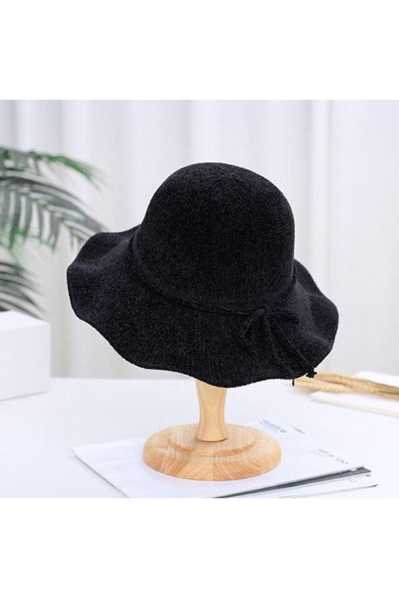 Ladies’Hats Spring and Autumn New Chenille Knit Fisherman’S Cap Pure Color Simple Octagonal Basin Cap Foldable Visor