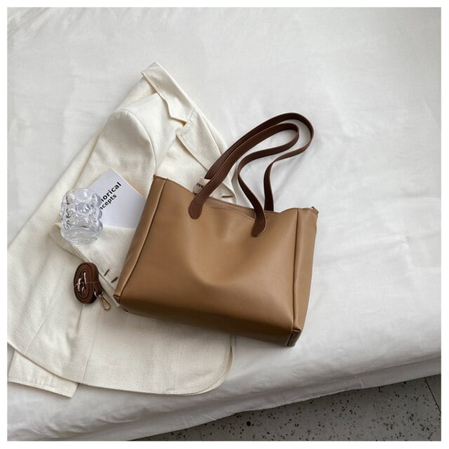 CoCopeaunt Big Leather Shoulder Bags Womens Brand Handbag Capacity Vintage  Tote Bag Travel Hand Bag Lady Solid Color Shopper Bag