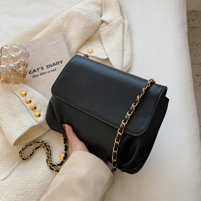 CoCopeaunt Luxury Pu Leather Crossbody Bags Women Big Solid Color Pleated Messenger Handbag Ladies Large Capacity Chain Design Shoulder Bag