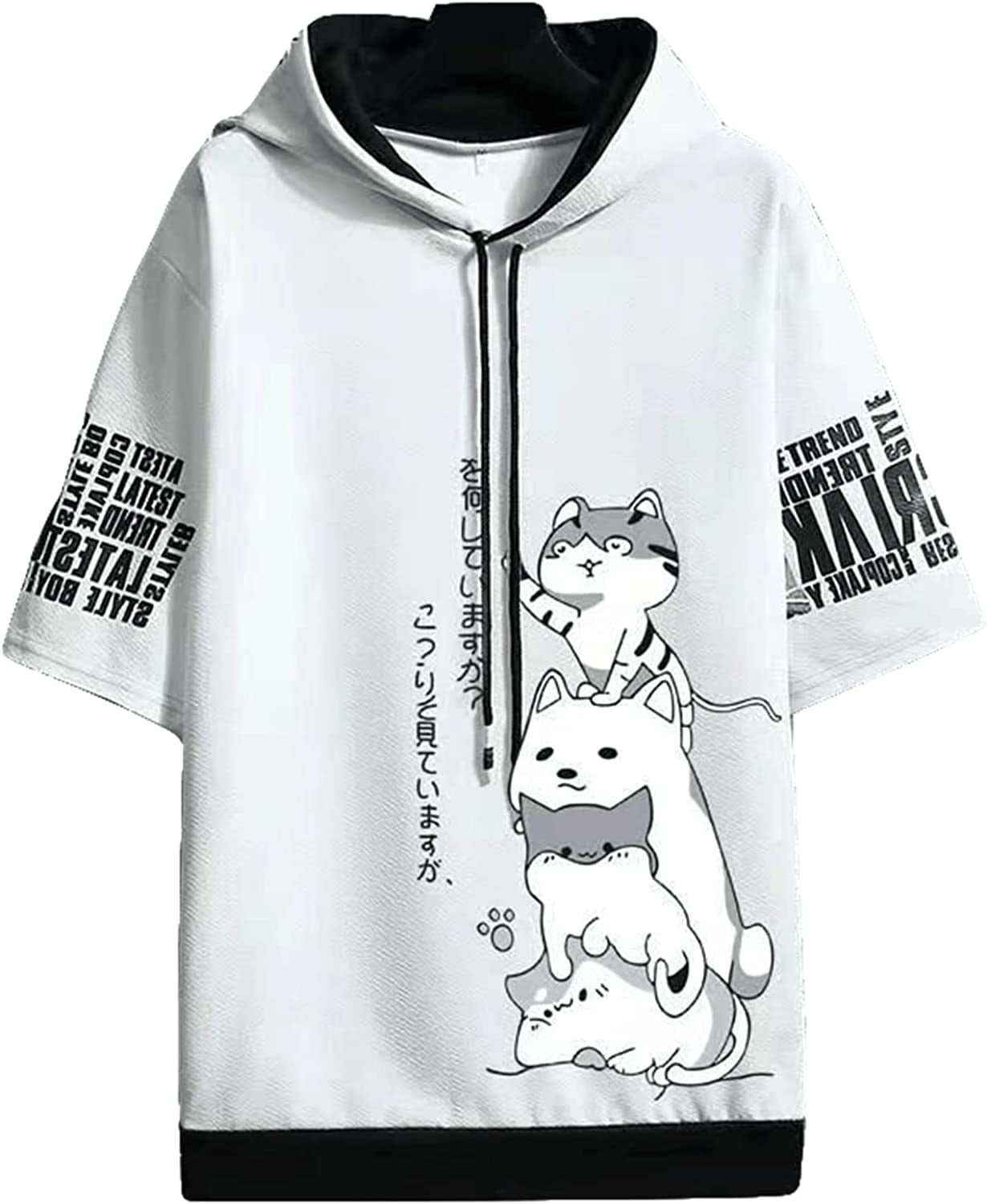 CoCopeaunt Men Y2K Harajuku Hoodie Kawaii Japanese Manga Aesthetic Fake Two  Piece Sweatshirt Anime Preppy Oversize Cute Pullover Tops 