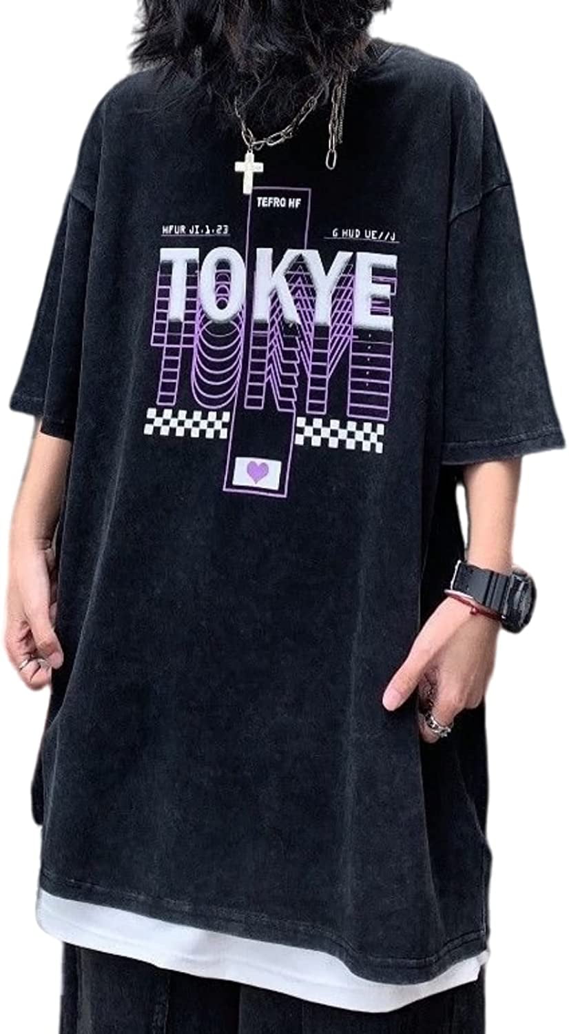 Cyber Y2k Mall Goth Men's T-shirt 2000s Retro Punk Hip Hop Short