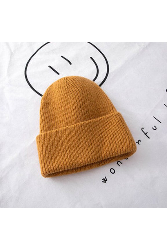 Mens And Womens General-Purpose Wool Cap, Pullover Cap, Rolled Edge Autumn And Winter Warm Knit Cap Fashion