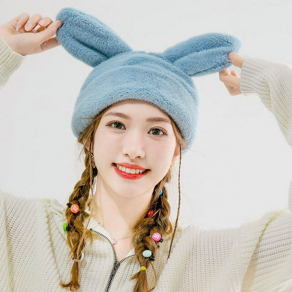 CoCopeaunt New Beret With Bunny Ears Girl Winter Warming Hat Cute Super Cute Fluffy Hat
