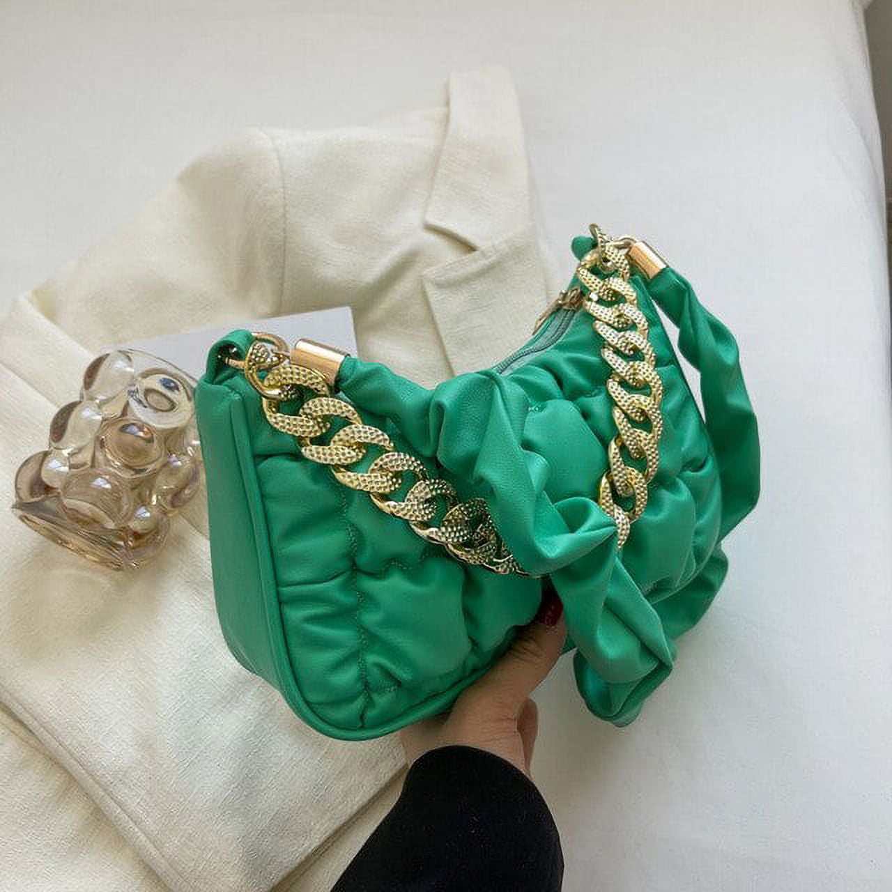 CoCopeaunt New Luxury Handbags Designer Women Shoulder Bag Pleated Pu Leather Crossbody Bags Chain Top Handle Bag Walmart