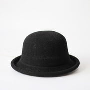 CoCopeaunt New Round Top Hat With Rolled Brim, Autumn And Winter Net Red Rolled Brim Small Basin Hat, Retro Short Brim Bucket Hat