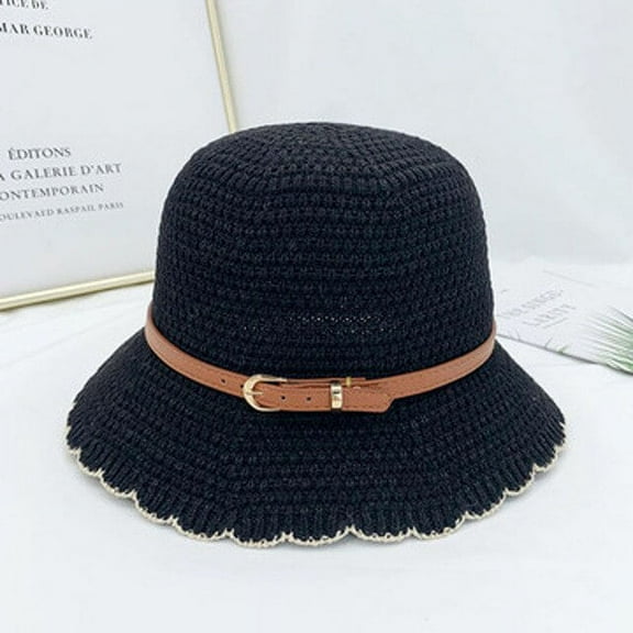 CoCopeaunt New Simple Belt Fisherman Hat, Spring And Autumn Casual Lotus Leaf Edge Sun Dome Cap