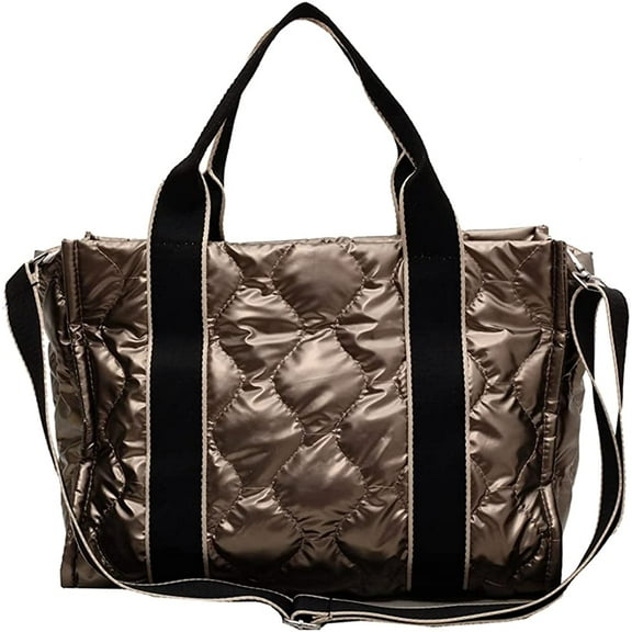 CoCopeaunt Puffer Tote Bag for Women Quilted Padded Handbag Puffy Tote Purse Lightweight Down Padding Crossbody Bag Puffer Bag