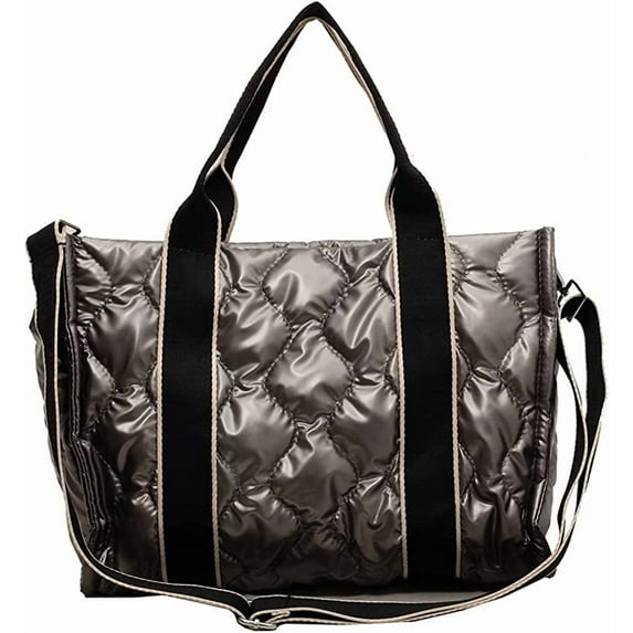 CoCopeaunt Puffer Tote Bag for Women Quilted Padded Handbag Puffy Tote Purse Lightweight Down Padding Crossbody Bag Puffer Bag
