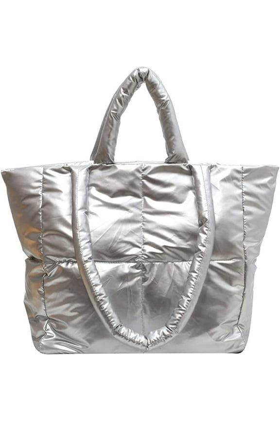 Puffer Tote Bag for Women Quilted Puffy Handbag Light Winter Down Cotton Padded Shoulder Bag Down Padding Tote Bag