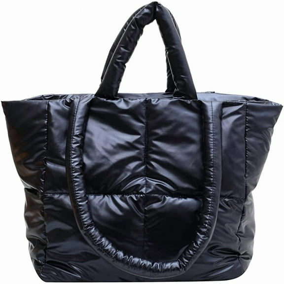 CoCopeaunt Puffer Tote Bag for Women Quilted Puffy Handbag Light Winter Down Cotton Padded Shoulder Bag Down Padding Tote Bag