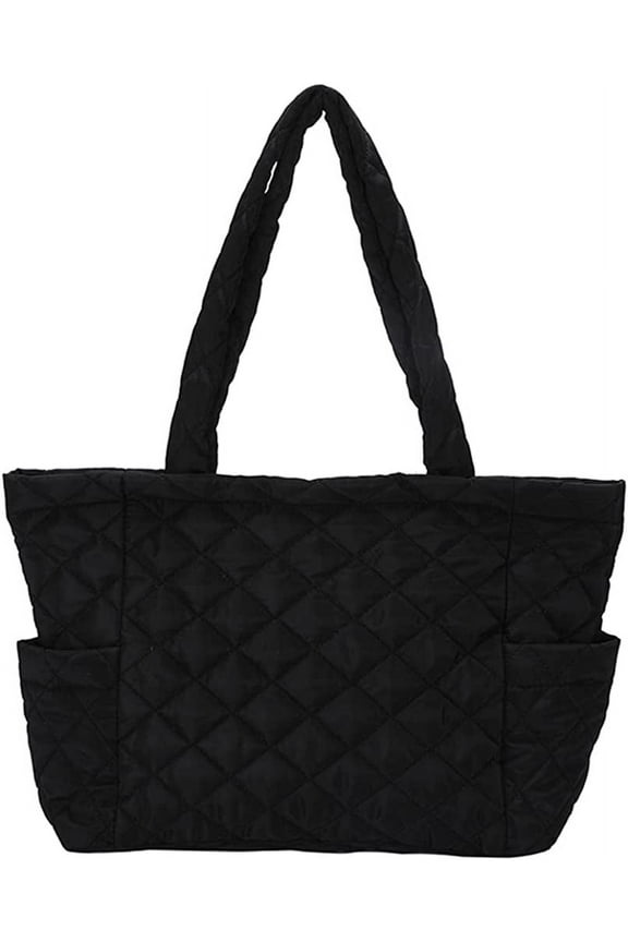 Quilted Tote Bags for Women Lightweight Puffer Padding Shoulder Bag Large Nylon Tote Handbag Zipper Closure