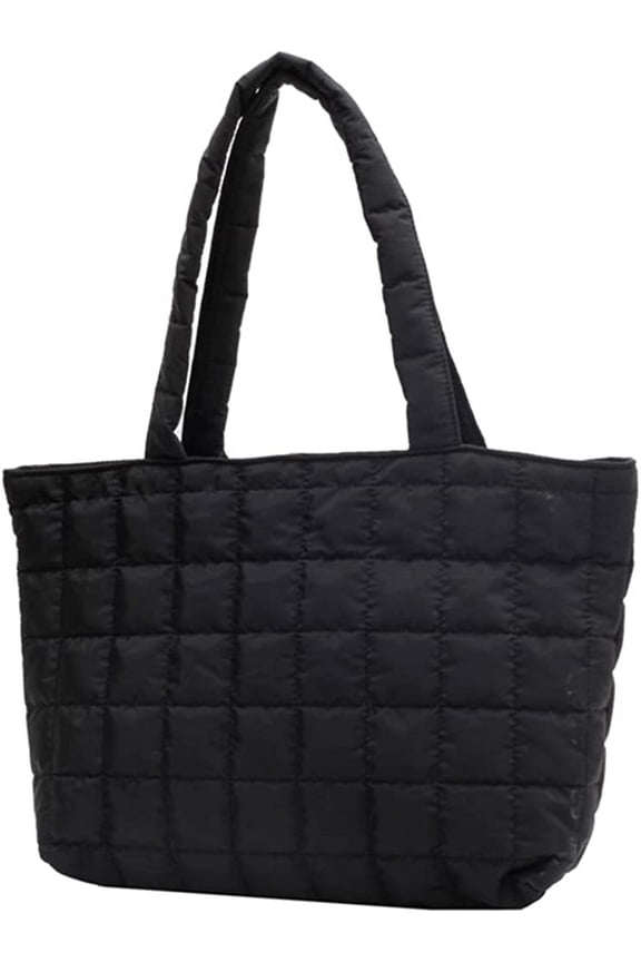 Quilted Tote Bags for Women Lightweight Puffer Padding Shoulder Bag Large Nylon Tote Handbag Zipper Closure