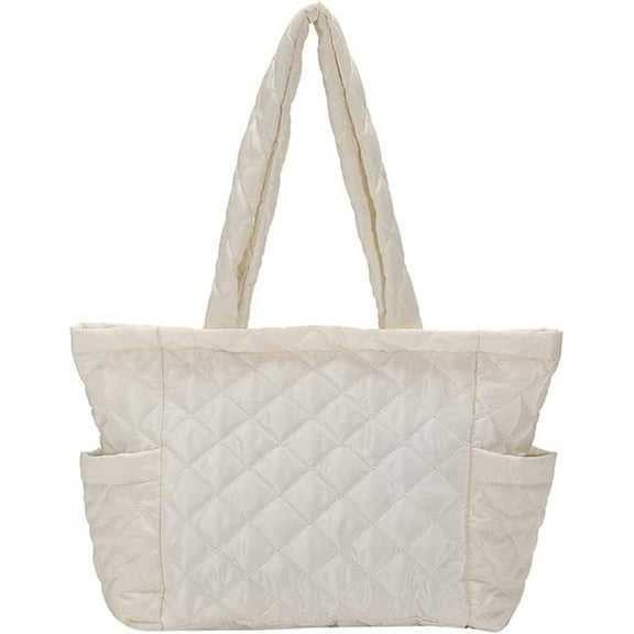 CoCopeaunt Quilted Tote Bags for Women Lightweight Puffer Padding Shoulder Bag Large Nylon Tote Handbag Zipper Closure