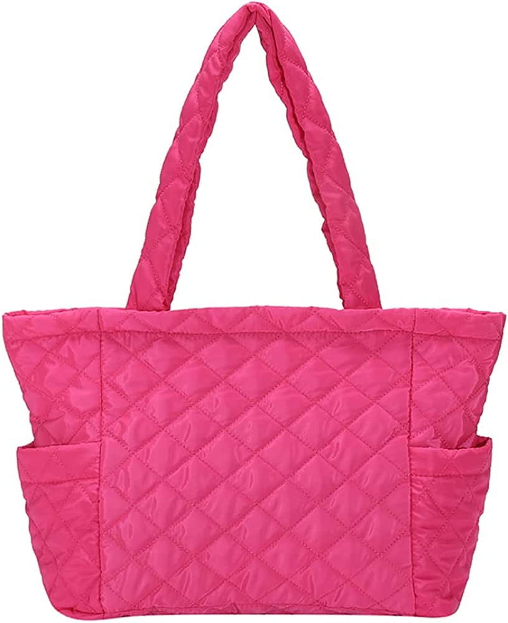 Quilted Puffer Tote Bag For Women - Large Lightweight Shoulder Bag With Zipper, 17x14x6.5 Inches
