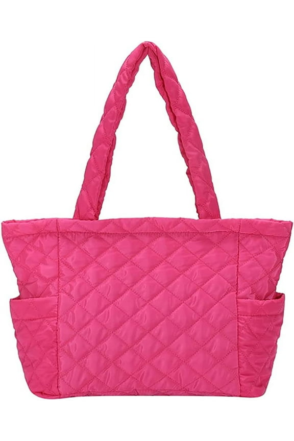 Quilted Tote Bags for Women Lightweight Puffer Padding Shoulder Bag Large Nylon Tote Handbag Zipper Closure