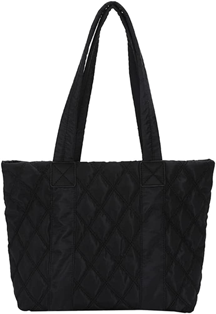 Cocopeaunt Puffer Tote Bag for Women Quilted Padded Handbag Puffy Tote Purse Lightweight Down Padding Crossbody Bag Puffer Bag, Adult Unisex, Size