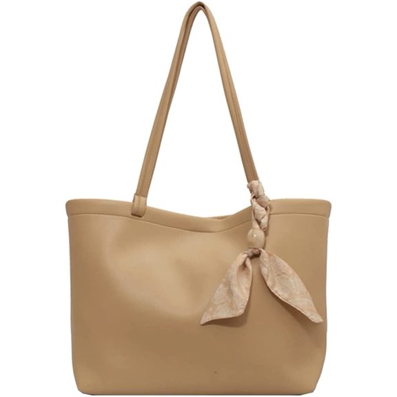 CoCopeaunt Retro PU Leather Tote Bag Purse for Women Large Chic Shoulder Bag Removable Pendant